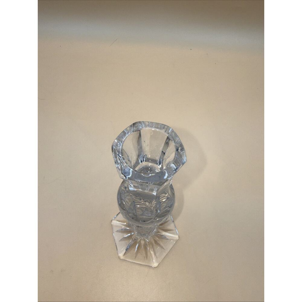 Crystal Clear Lead Crystal Candlestick Candle Holder Clear Elegant Decor 7.5” - Picture 3 of 5